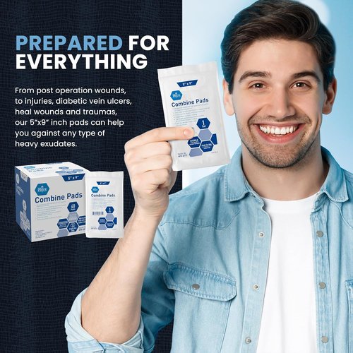 Med Pride ABD Pads - High Absorbency Sterile Wound Dressings | 5 x 9 Inch, 40 Count, Latex Free