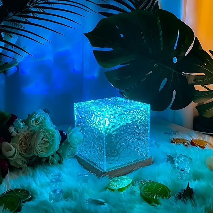 RICHMYC Ocean Wave Projector Light, 16 Colors Gradual Rotating Water Lamp with Remote Control, Beach Decor Sea Themed Northern Lights Projector for Office Bedroom Bar Restaurant(Plug in 4.7in)
