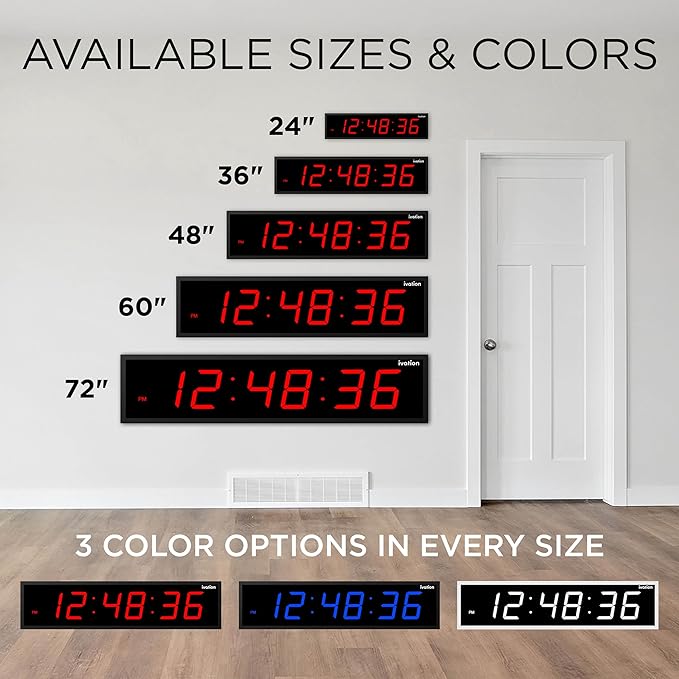 Ivation Oversized 24" Large Digital LED Clock | Big Digital Clock