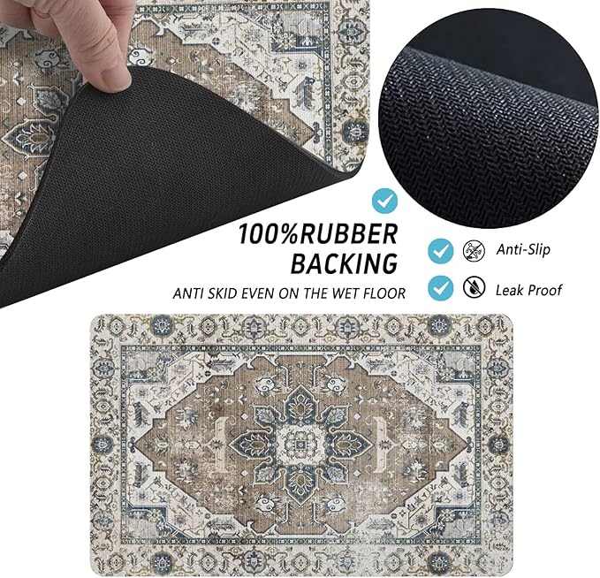 Dog Food Mats for Floors, Absorbent and Quick-Drying Pet Cat Food Mat,Anti-Fouling and Easy-to-Clean Pet Feeding Mat,Dog Bowl Mat for Messy Drinking Water Bowls.12 x20, Bohemia Style