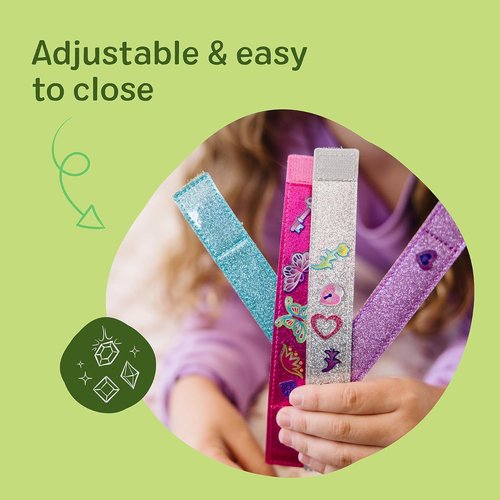 Melissa & Doug Design-Your-Own Bracelets - 100+ Sparkle Gems & Glitter Stickers | Kids Jewelry Craft for Ages 4+