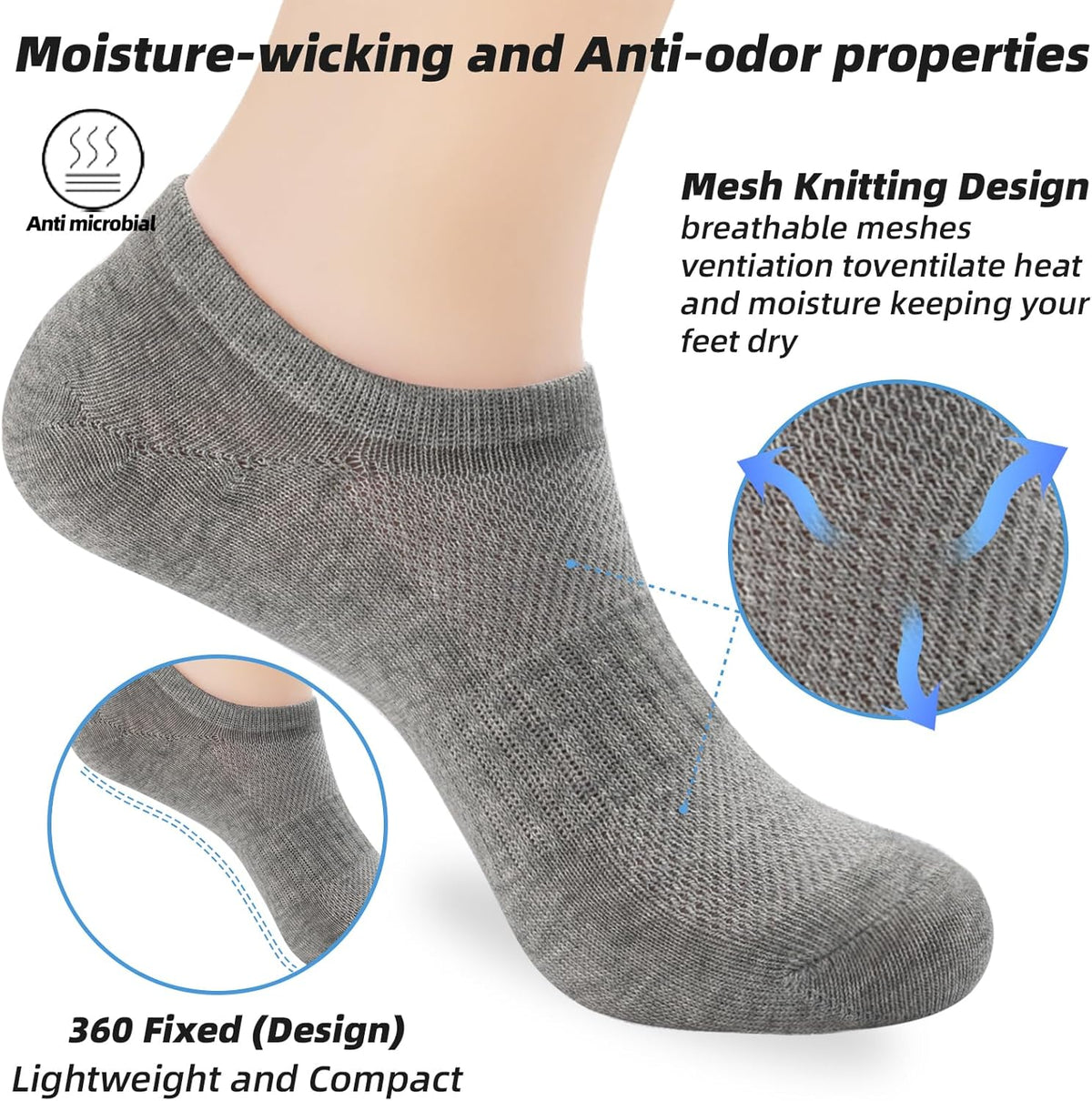 Skiennix No Show Socks - Low Cut Ankle Athletic Socks for Men & Women | Anti-Slip Invisible Liner