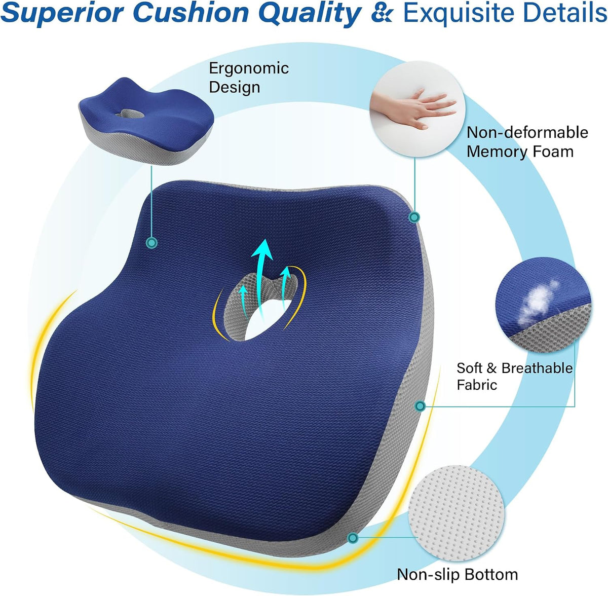 Allaboutsla Car Seat Cushion for Driving, Car Seat Pillow for Short Drivers