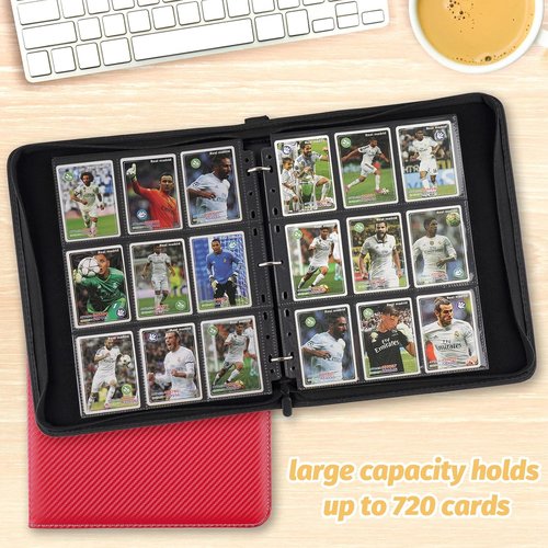 GERMUN 9 Pocket Card Binder - Premium Zip Trading Card Album for MTG, TCG & Sports Cards | Red
