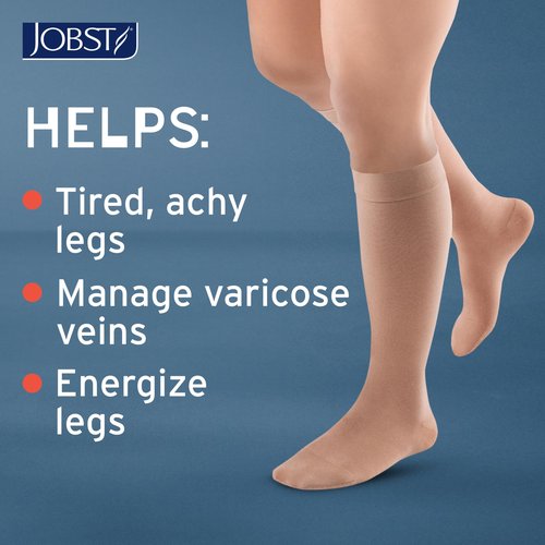 JOBST Activa Sheer 15-20 mmHg Compression Socks Knee High, Closed Toe, Silky Beige, Medium
