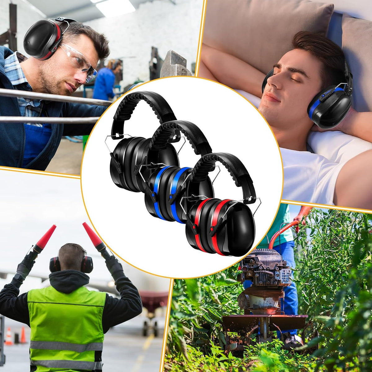 TrelaCo Shooting Ear Protection - 3 Pack Hearing Protection Ear Muffs 28dB with Glasses & Earplugs