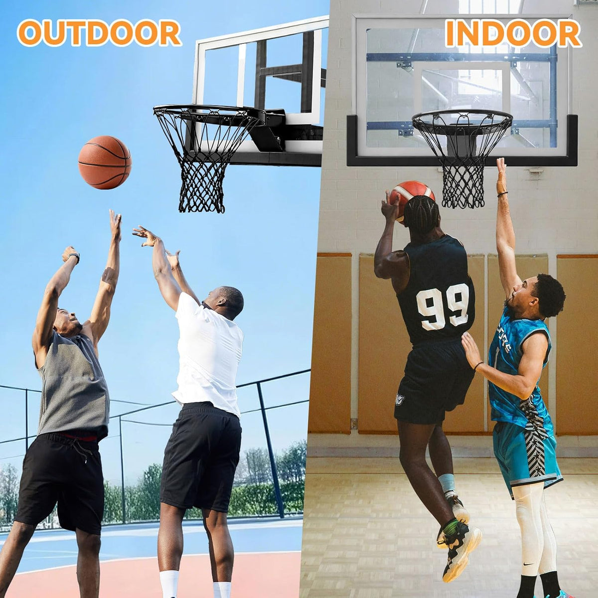 Skiennix Heavy Duty Basketball Net Replacement - All Weather Nylon with 12 Loops | Fits Standard Rims