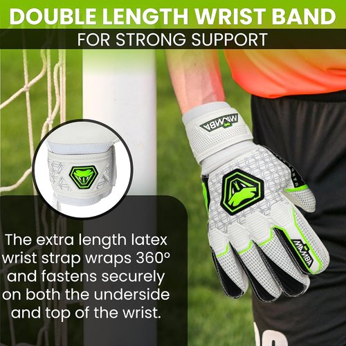 MAMBA Reflex Goalkeeper Gloves - Quality Latex Palm & Back Hand | Removable Finger Spine Protection | Youth/Adult Sizes