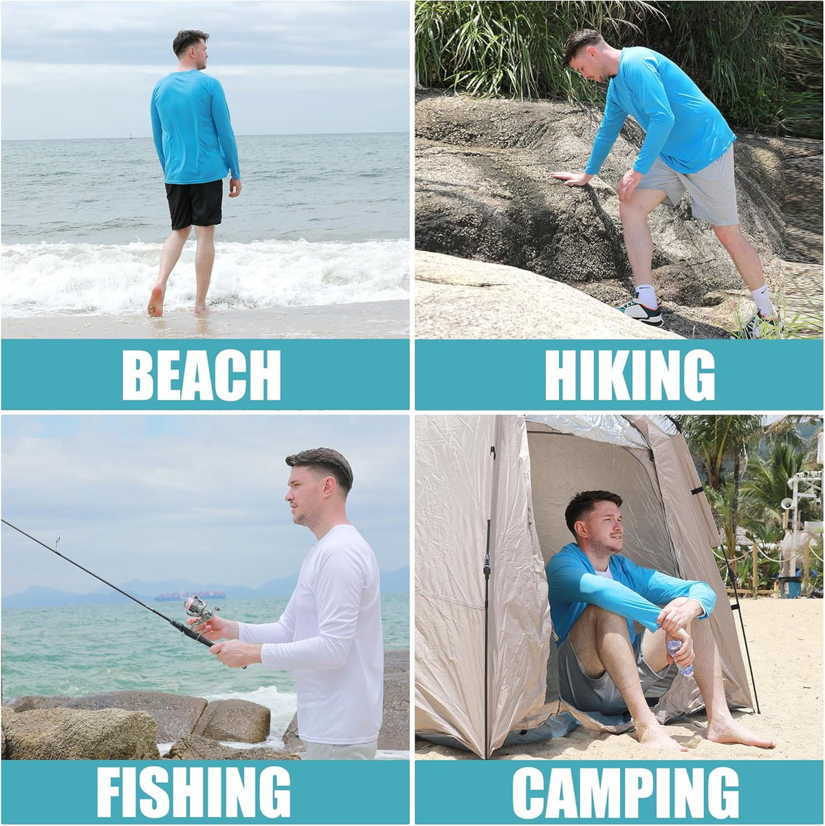 Skiennix Men's Long Sleeve UPF 50+ UV Sun Protection Rash Guard | Lightweight Quick-Dry Fishing & Hiking Shirt
