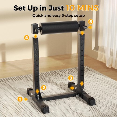 FitinOne Bulgarian Split Squat Stand, Single Leg Squat Roller Stand for Split Squats with 9 Adjustable Heights, 330lb Capacity One Leg Squat Stand for Leg Training and Home Gym