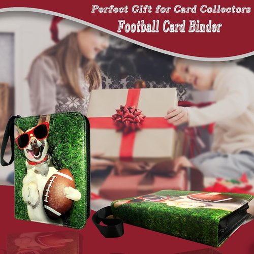 Football Card Binder - 400 Pocket Trading Card Holder with 50 Removable Sleeves & Zipper