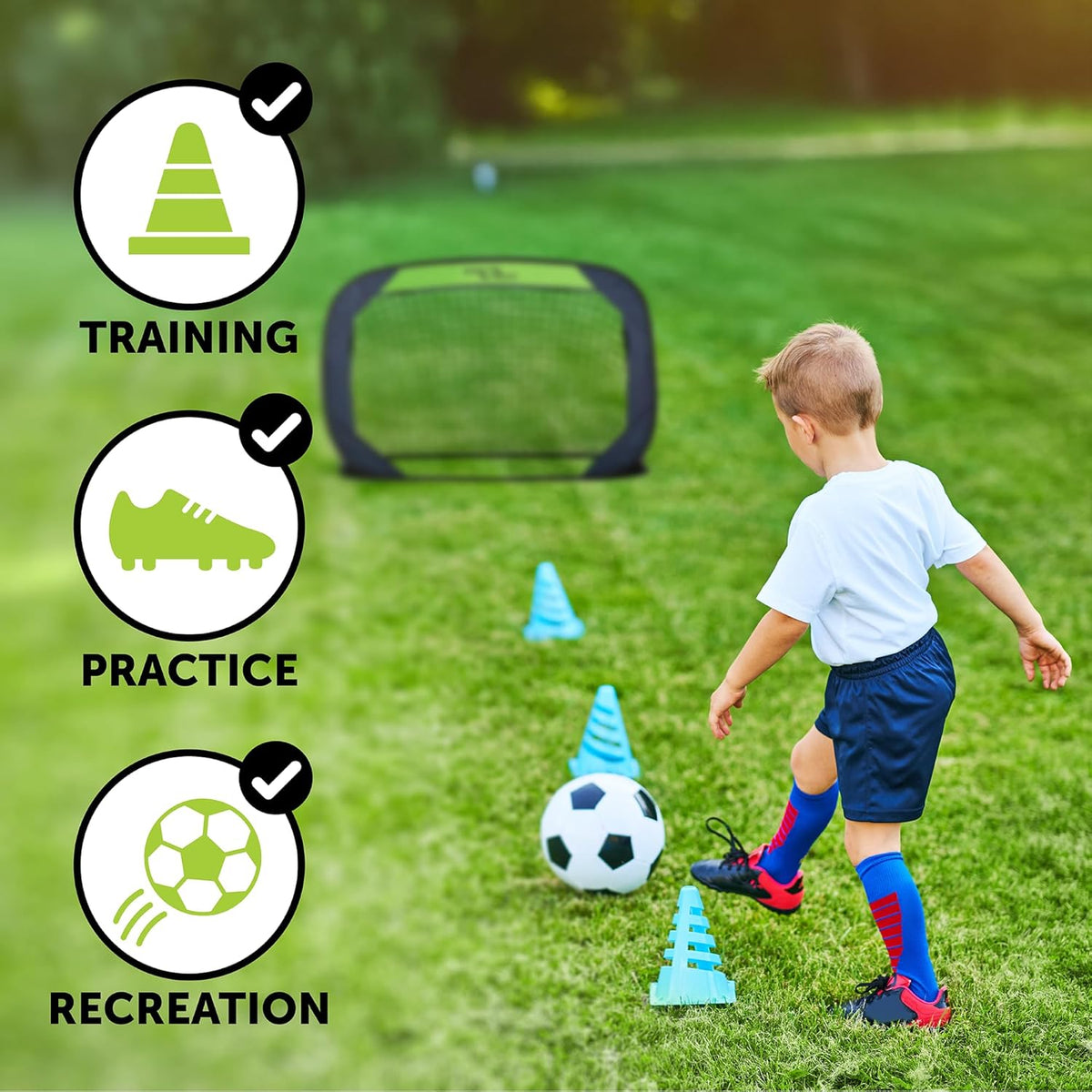 Sport Squad Portable Soccer Goal Set - Easy Setup for Backyard Play | Adjustable Size