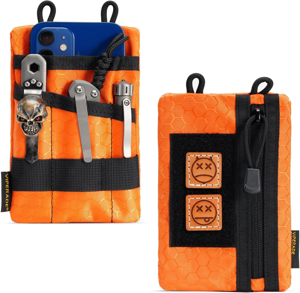 VIPERADE VE1-P Pocket Organizer, EDC Pocket Organizer Men, EDC Organizer Pouch Tool Pouch with 5 Tool Storage EDC Pouch for Flashlight, Pocket Knife, Tactical Pen, EDC Gear (Blue)