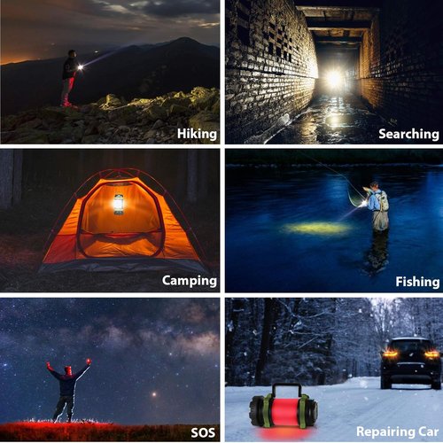 BOBKID Camping Lanterns - Rechargeable 1000LM LED Lights with 6 Modes | IPX5 Waterproof, 2-Pack - Green