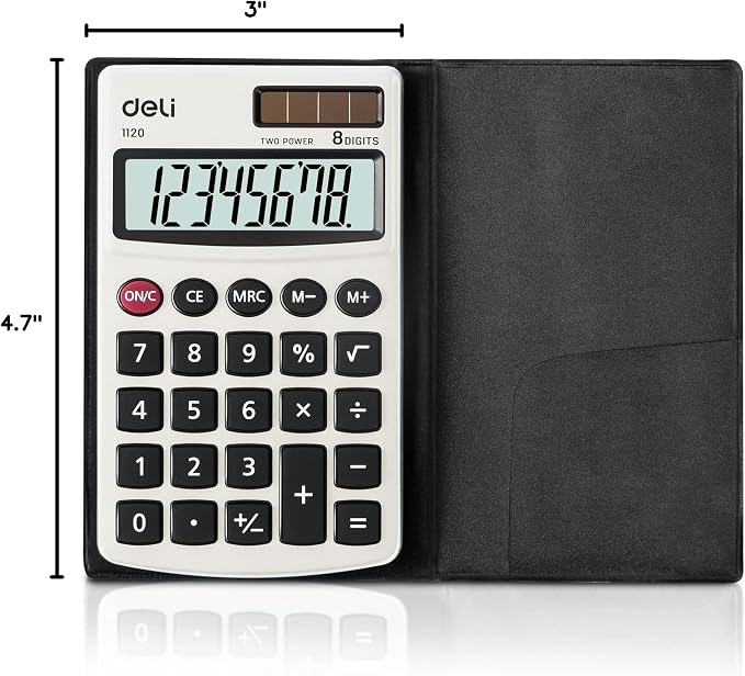 Calculator, Deli Standard Function Basic Calculators, Solar Battery Dual Power