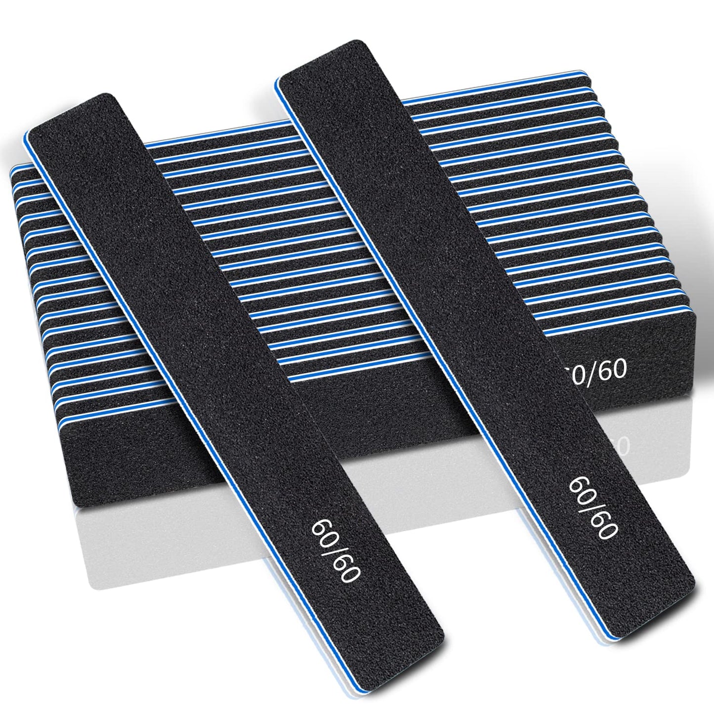 12 Pcs Professional Nail Files, 60/60 Grit Nail Files For Acrylic Nails Gel Nails, Double Sided Emery Board For Nails, Reusable