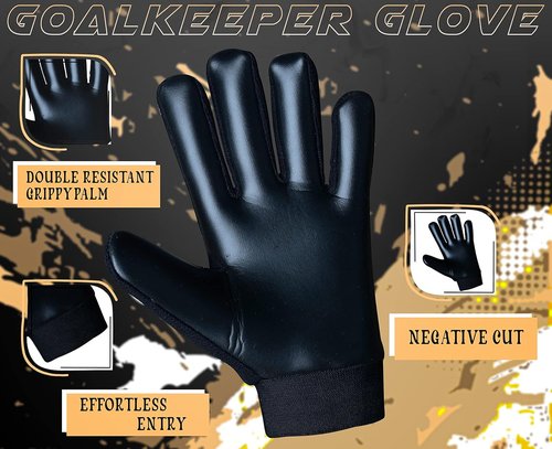 Keeperking Soccer Goalie Gloves - Youth Football Goalkeeper Gloves with Double Wrist Protection & 4mm Anti-Slip Palm