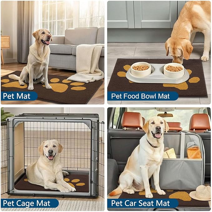 Buganda Dog Door Mat for Muddy Paws, Absorbent Dirt Trapper Washable Indoor Doormats, Non Slip Low-Profile Mud Mat for Dogs, Front Entrance Doormat for Inside Floor (40x32 Inches, Coffee)