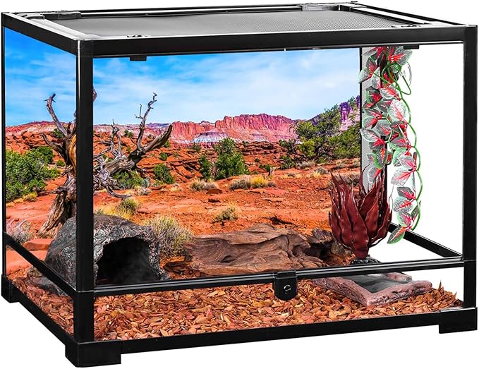 AWERT 30x12 inches Reptile Habitat Background Blue Sky Oasis Orange Desert Terrarium Background