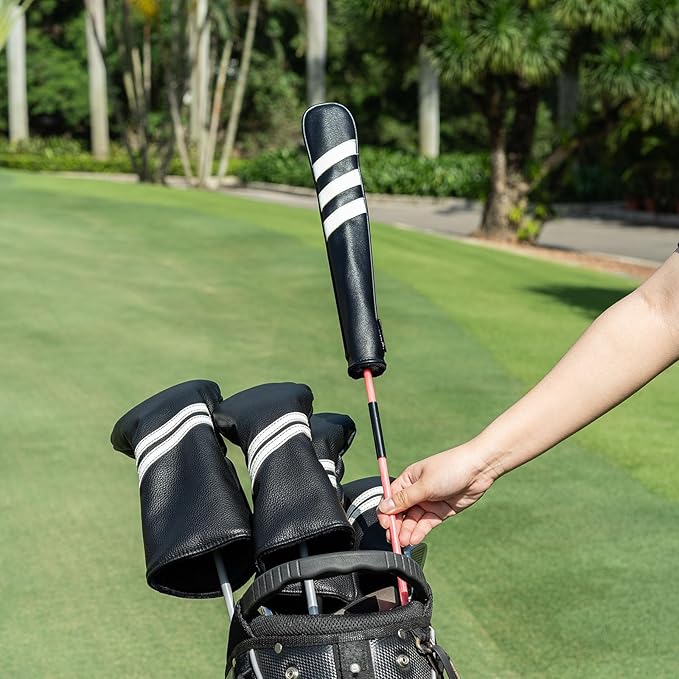 Golf Club Head Covers - 4pcs or 1pc Golf Accessories Club Covers Set for Woods and Driver Fairway Hybrids with Interchangeable Tags
