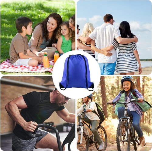 KUUQA Drawstring Backpack Bags - 2 Pcs Sports Cinch Sack for School & Gym | Blue Color