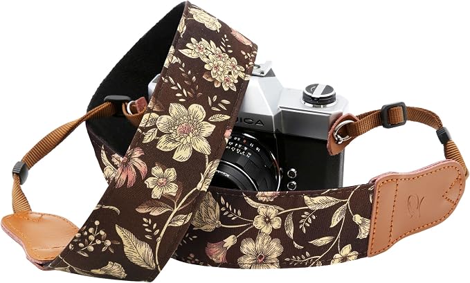 Padwa Lifestyle Japanese Brown Printed Floral Camera Strap
