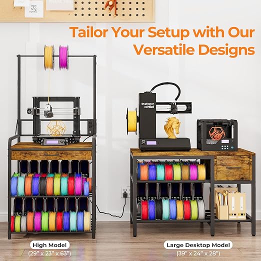 3D Printer Stand with Power Hub and Top Storage Shelf – Heavy Duty X-Bracket