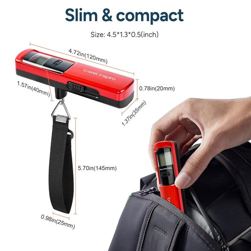 Battery-Free Luggage Scale - Portable Handheld Suitcase Weight Scale, 110 lbs/50 kg Capacity