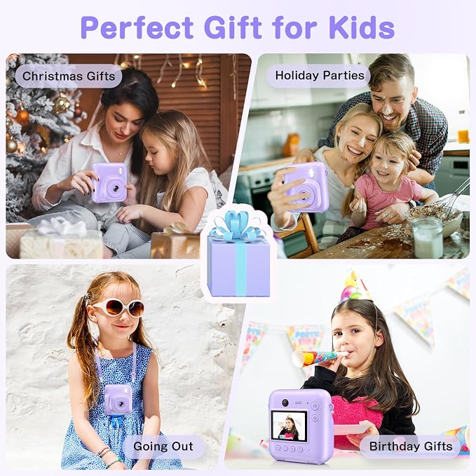 Kids Camera Instant Print, Dual-Lens 48MP Digital Camera