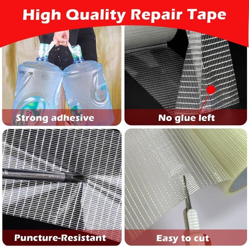 Fiberglass RV Awning Repair Tape Kit - 5 Inch Wide, 39ft Heavy-Duty Waterproof Patch for Tents, Tarps, and Boats