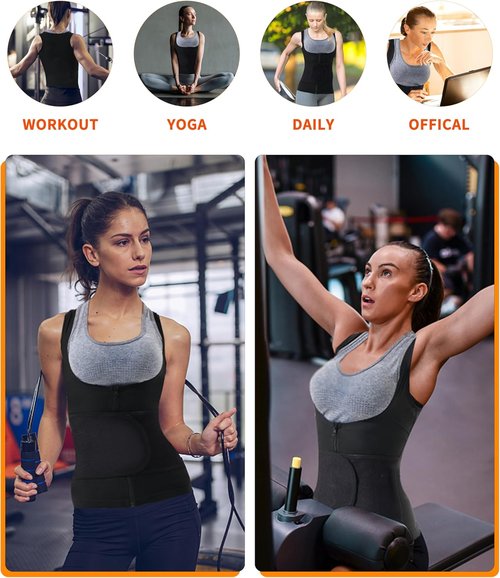 LMCOB Sauna Vest for Women - Heat Trapping Waist Trainer Workout Sweat Vest with Zipper