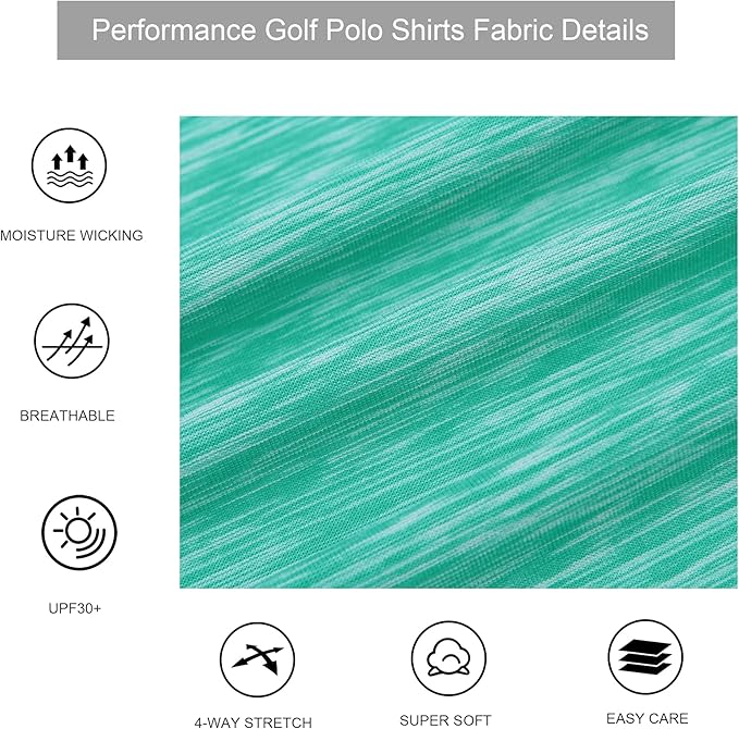 Alex Vando Mens Golf Shirt Moisture Wicking Quick-Dry Short Sleeve Casual Polo Shirts for Men
