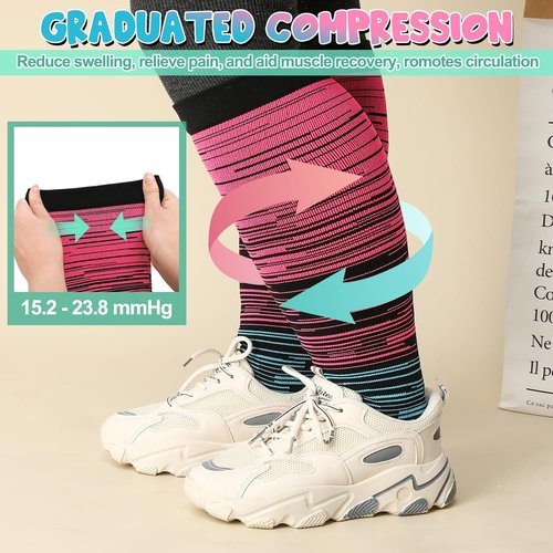 Jspupifip Plus Size Compression Socks - 6 Pairs for Women | Extra Large Knee High Support for Travel & Yoga