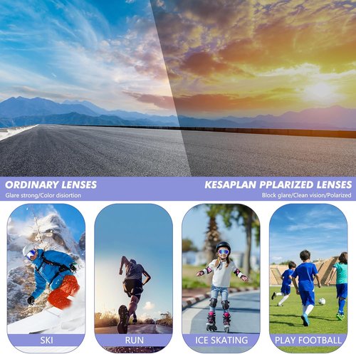 KesaPlan Kids Baseball Polarized Sunglasses - Youth Sports Eyewear for Ages 6-14 | Perfect for Softball & Cycling