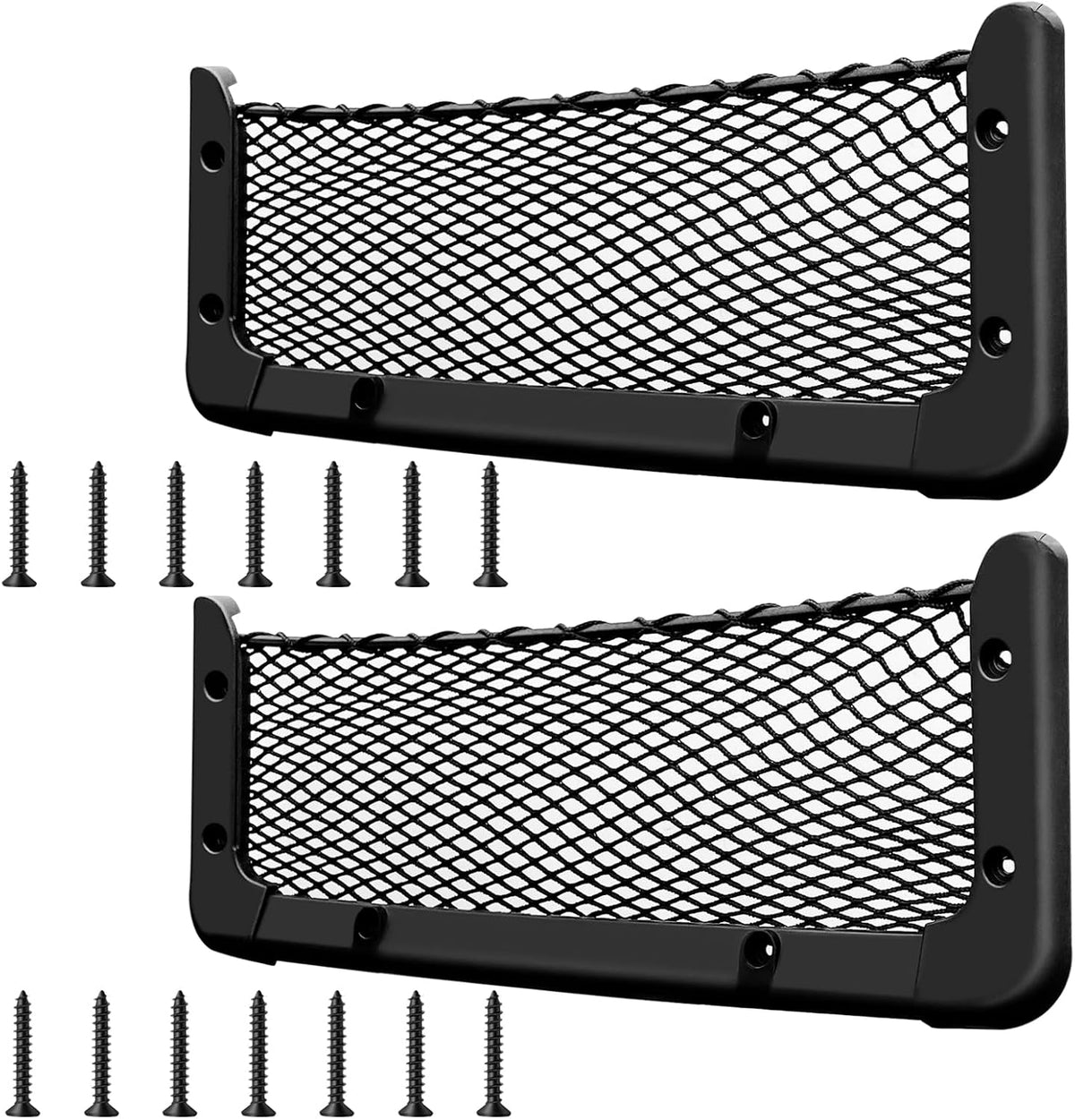 ABS Plastic Frame Automotive Cargo Nets Car Net Pocket Phone Car Mesh Net Holder RV Storage Boat Cargo Pocket Organizer Framed Mesh Net Pocket with Screws for Auto RV Net(2, 12 x 7.9 Inch)