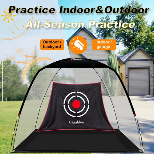 Gagalileo Golf Hitting Net Backyard Driving: 10x7FT Professional Backstop with Silent Velvet Target Portable Practice for Men Dad Complete Sport Set Gift White