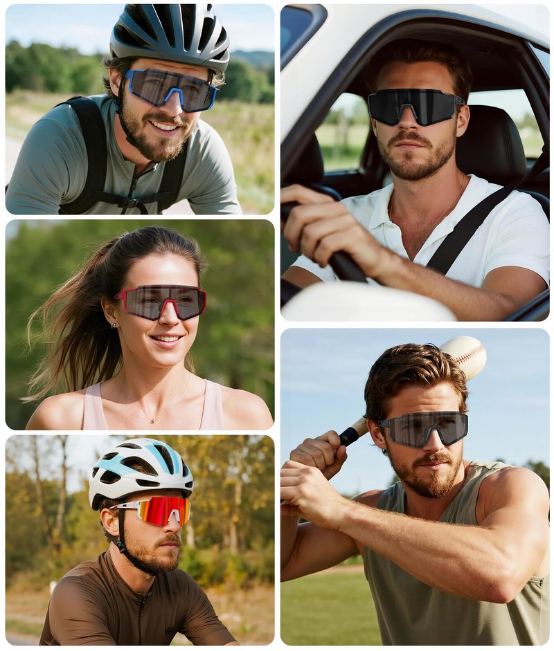 STORYCOAST Polarized Sports Sunglasses for Men Women,Driving Fishing Cycling Mountain Bike Sunglasses UV400 Protection Clear Gray Frame-photochromic Lens