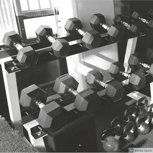 GYMENIST Hex Rubber Dumbbell - Heavy Metal Handles for Effective Workouts | Available as Single or Set of 2
