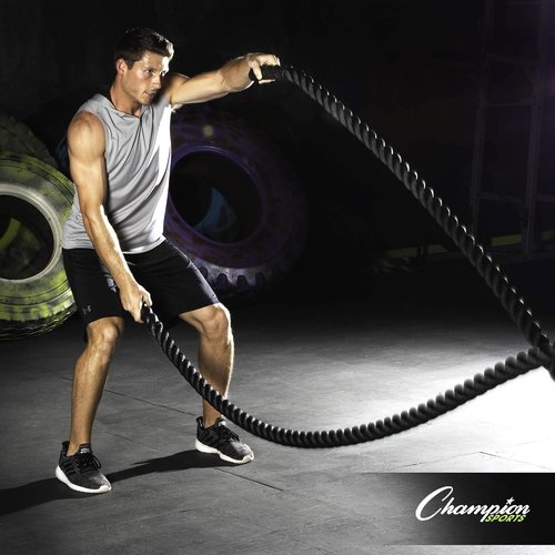 Champion Sports Heavy Training Rope - Rhino Poly Strength & Conditioning Battle Ropes for Cardio & CrossFit