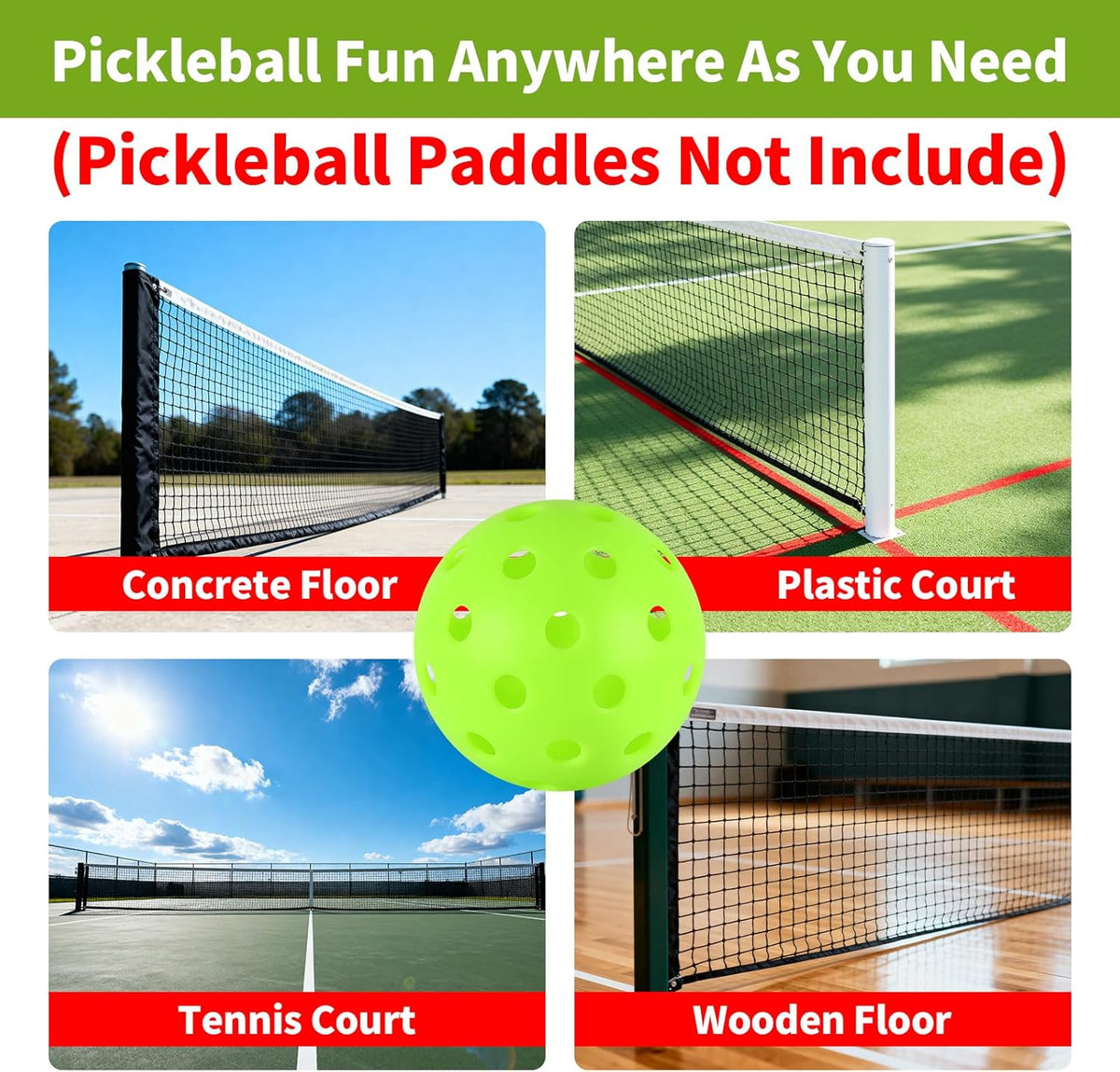 Pickleball Balls Set - 40 Hole Outdoor Balls with 8mm Precision Drilling | 100 Pcs Professional Quality