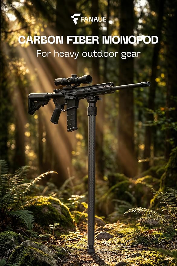 FANAUE Hunting Shooting Stick, Adjustable Height Monopod