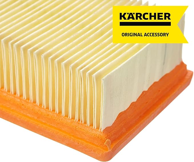 Kärcher Flat Pleated Filter for Karcher Wet Dry Vacuum - Compatible with WD 4, WD 5/P and WD 6 P S Wet Dry Vacs - Reusable Filter
