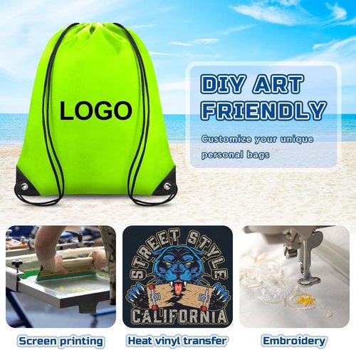 Grneric Drawstring Bags - 14 Pcs Cinch Sackpack for Men & Women | Light Green Gym Backpack