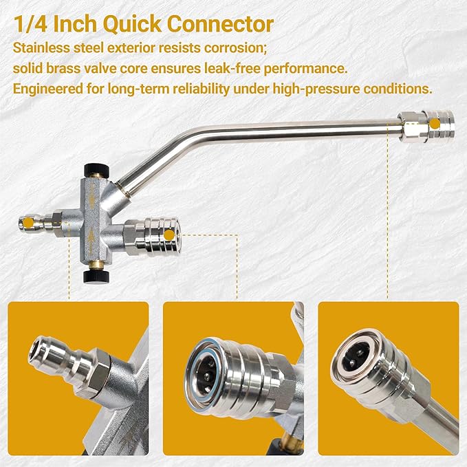 Foam Cannon Dual-Purpose Switch Spray Gun, Foam Cannon Adapter, Connector Accessory, 1/4 Inch Quick Connector, with 7 Nozzle Tips