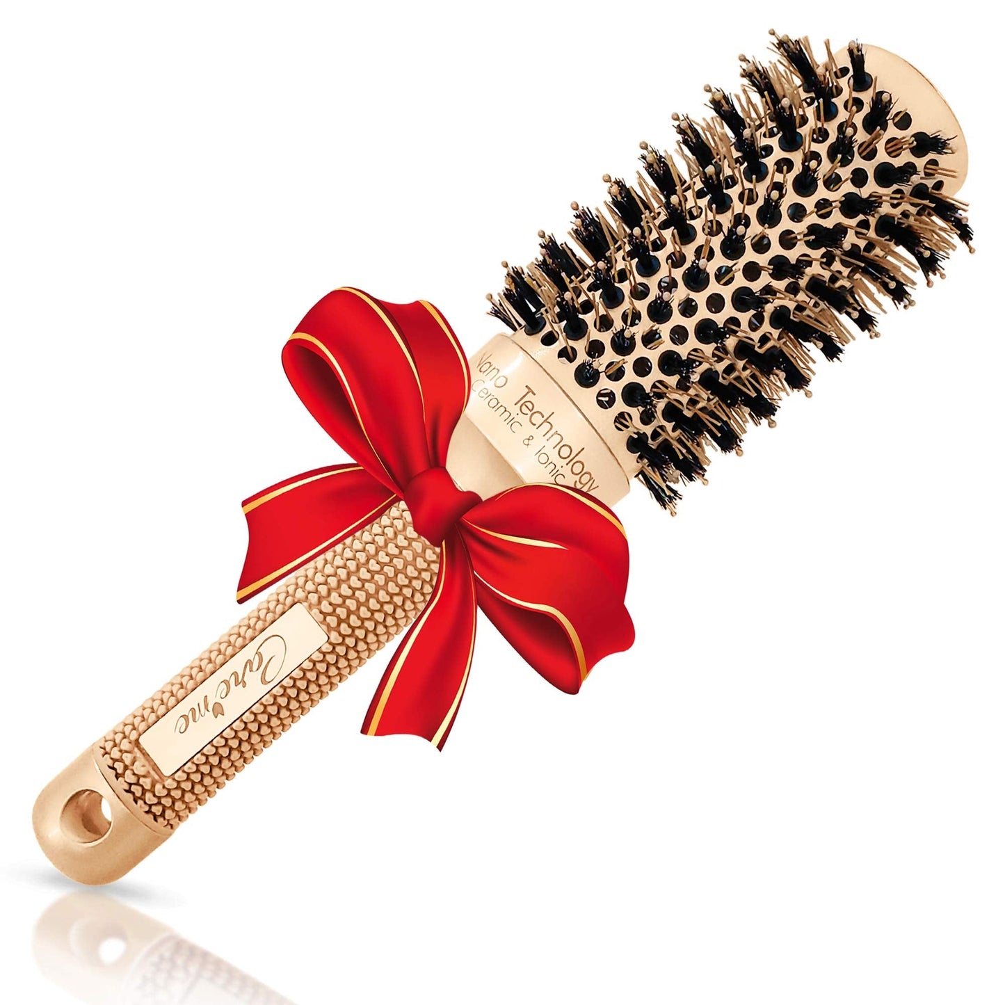 Boars Round Brush For Blow-Drying, Straightening, Styling, Curling Shoulder-Length Hair, Medium Ceramic Vented Roller (1.7'' Bar