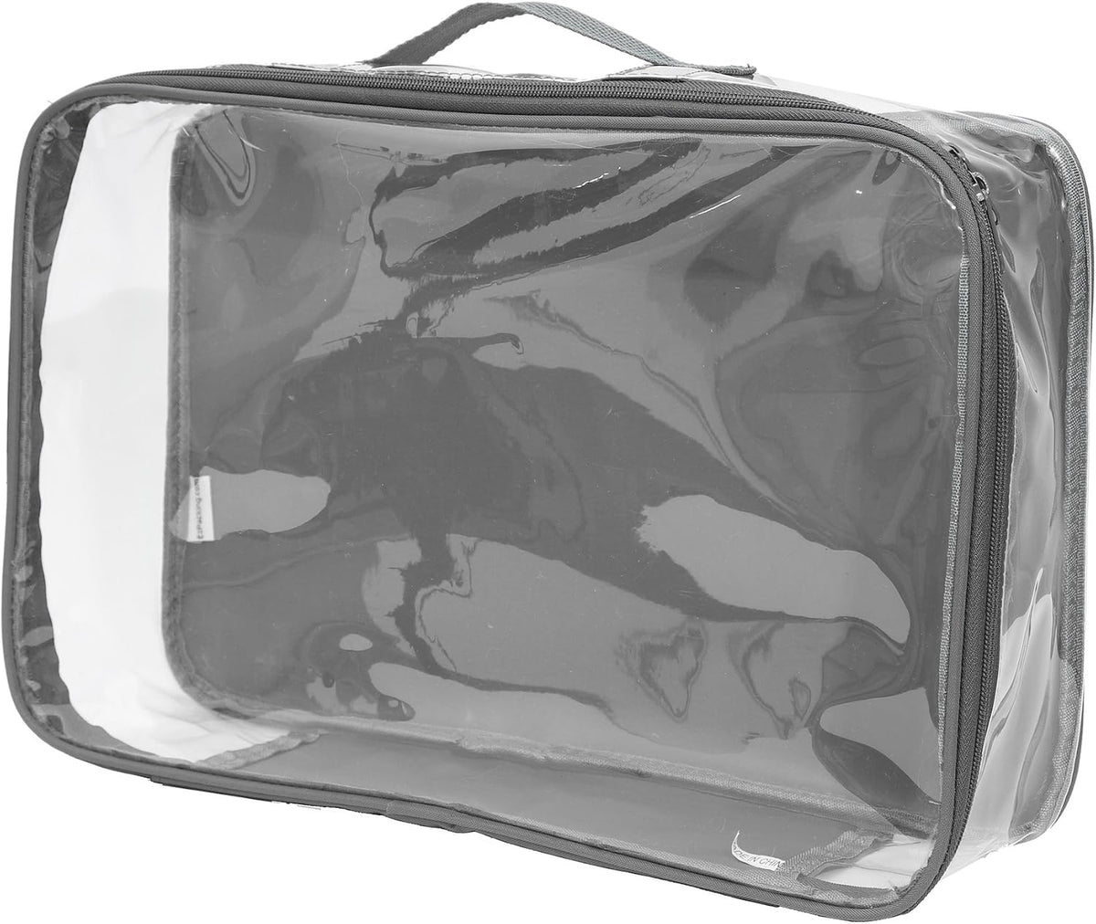 Large Clear Travel Packing Cube/See-Through PVC Organizer for Suitcase/Multipurpose Pouch w/Handle/Dress Shirts, Pants, Cashmere, Sweaters & Seasonal Linen Storage Protection (Pink)