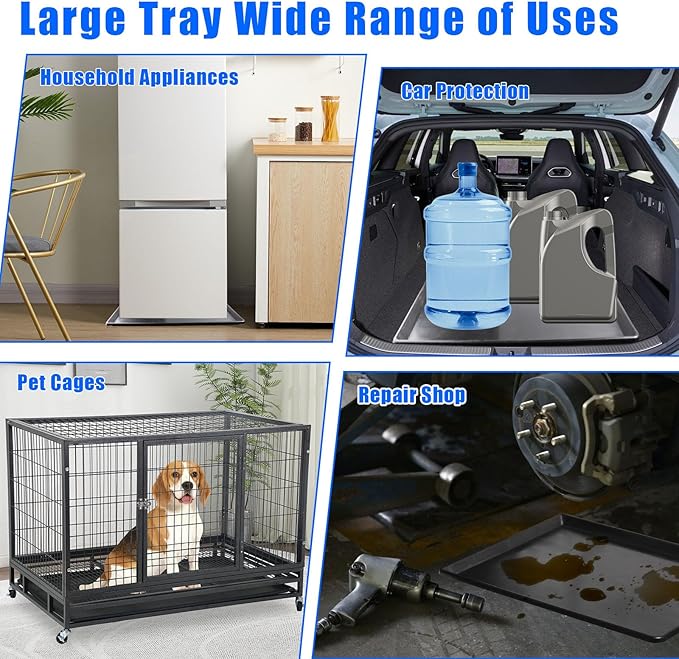 9 Pack Extra Large Oil Drip Pan, 35.4 x 24 x 1.6 In Oil Change Drain Pan, Plastic Oil Drip Tray for Under Car, Oil Catch Pan Tray for Floor Protection, Fridges, Washing Machines, Cat Litter Box Bottom