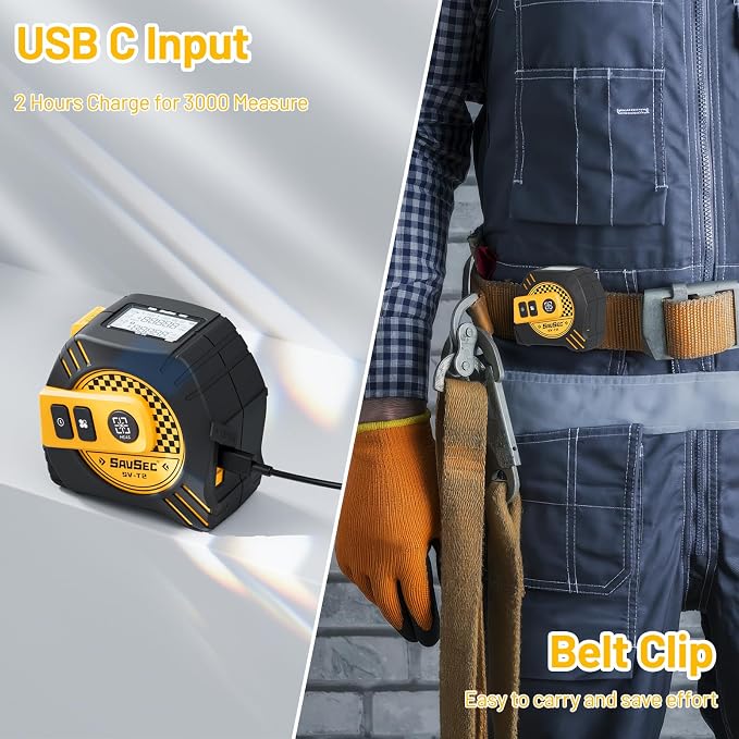 2 in 1 Laser Tape Measure, Rechargeable Laser Measure & 16ft Self-Locking