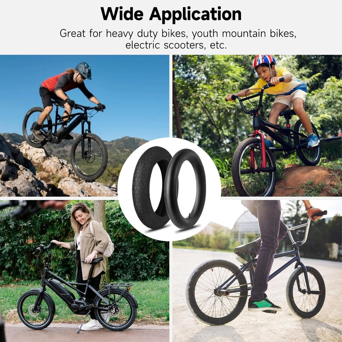 Yeesport 12.5" Kid Bike Tire - Heavy Duty 2-Pack with Inner Tubes & Repair Kit | 12.5x2.25 Schrader Valve