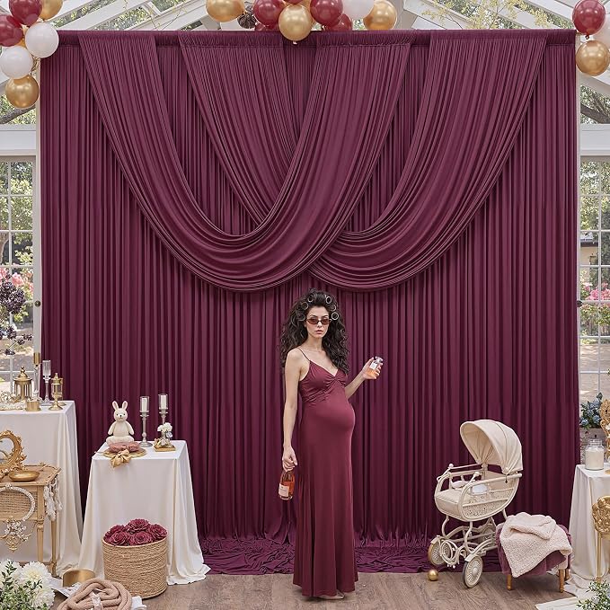 12ft x 10ft Burgundy Backdrop Curtains